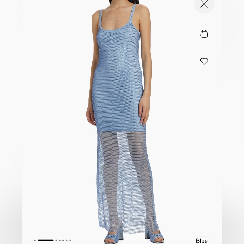 Wayf Blue Crystal Fishnet Maxi Dress